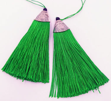 Green Tassels Artificial Silk Tassel with Cone Cap, Earring Tassel, Bridal Tassels